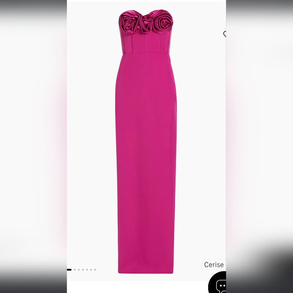 ML Monique Lhuillier Stella Rosette Strapless Corset Gown